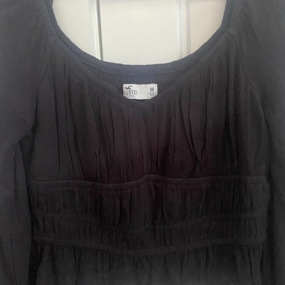 Hollister Long-Sleeve Ruched Top Black (M) - Picture 3 of 4